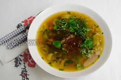 Картофельный суп с капустой и грибами 