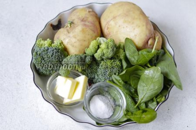 Картофельное пюре со шпинатом и брокколи 