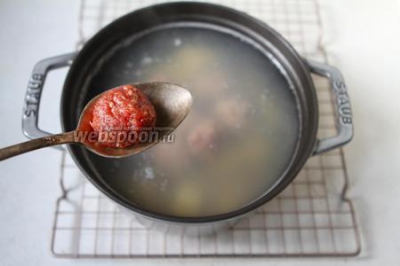 Томатный суп с фрикадельками и рисом 