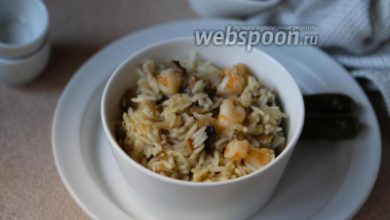 Photo of Рис с шампиньонами и креветками на сковороде