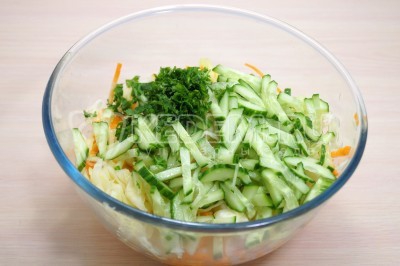 Салат из свежей капусты с огурцами и морковью