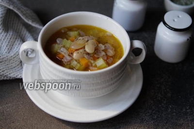 Овощной суп с белой фасолью на костном бульоне  